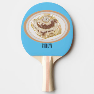 Raquete De Ping Pong Ilustração de desenho animado em rolo de canela