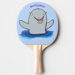 Raquete De Ping Pong Ilustração de desenho animado feliz e adorável