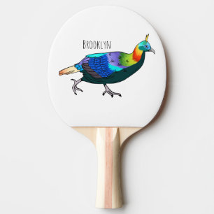 Raquete De Ping Pong Ilustração de desenho animado monal de aves do Him