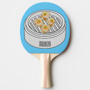 Raquete De Ping Pong Ilustração de desenho animado Shumai dim sum