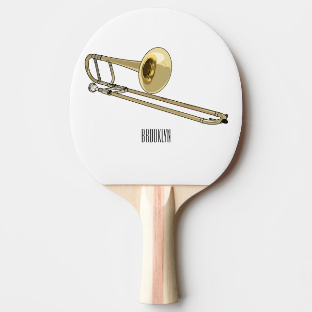 Raquete De Ping Pong Ilustração de desenho animado Trombone (Frente)