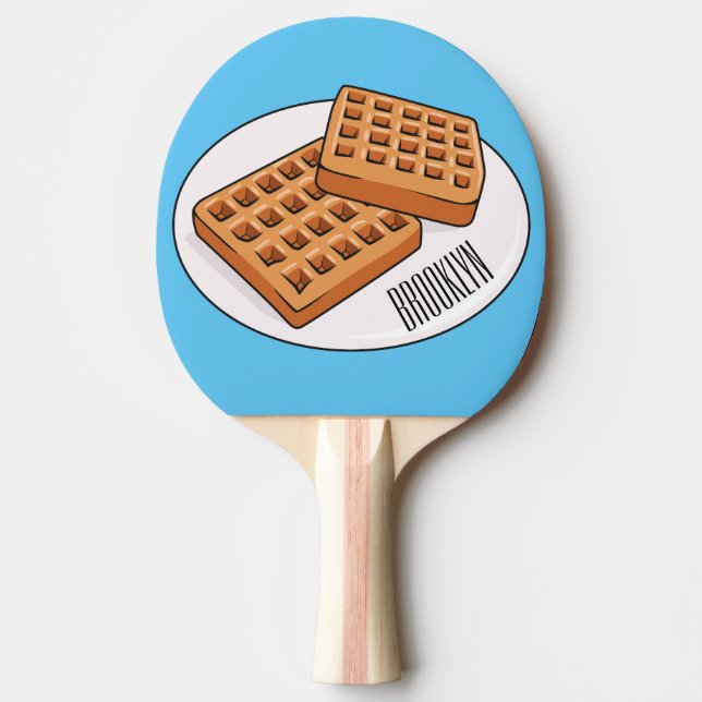 Raquete De Ping Pong Ilustração de desenho animado Waffle (Frente)