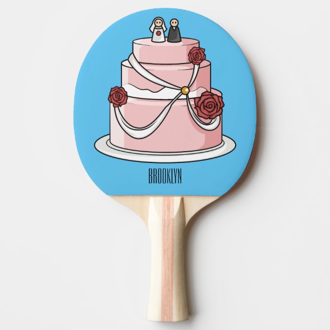 Raquete De Ping Pong Ilustração de desenho de bolo de casamento (Frente)