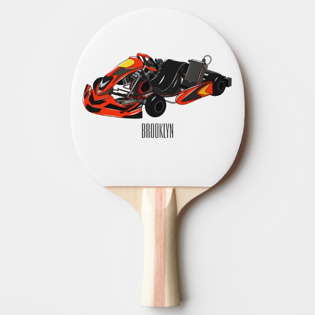 Raquete De Ping Pong Ilustração de desenho de corrida de Kart (Frente)