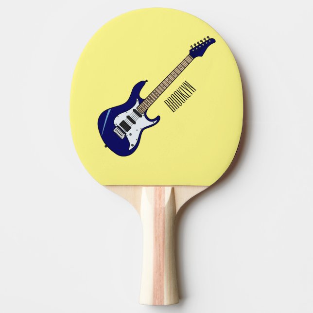Raquete De Ping Pong Ilustração de desenho de guitarra elétrica (Frente)