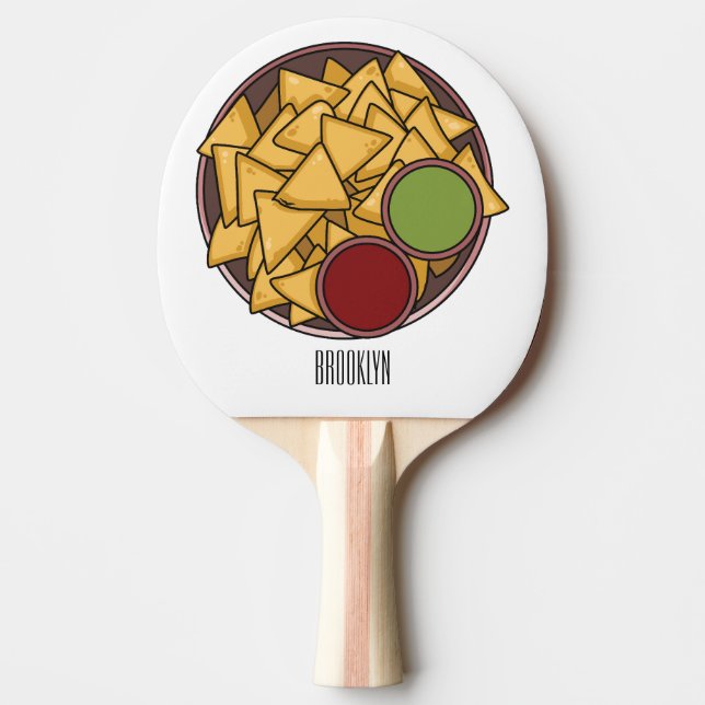 Raquete De Ping Pong Ilustração de desenho de Nachos (Frente)