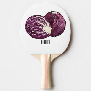 Raquete De Ping Pong Ilustração de desenho de repolho vermelho