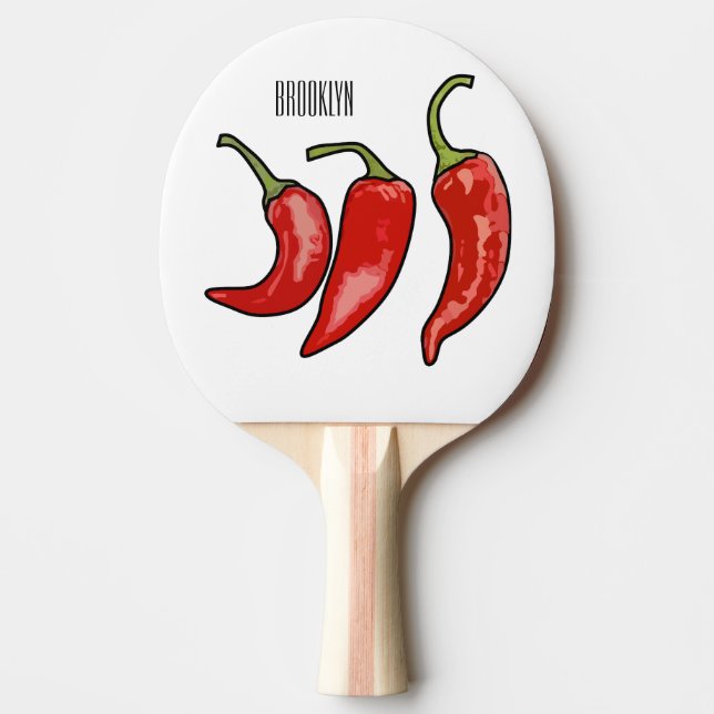 Raquete De Ping Pong Ilustração de desenho em chili (Frente)