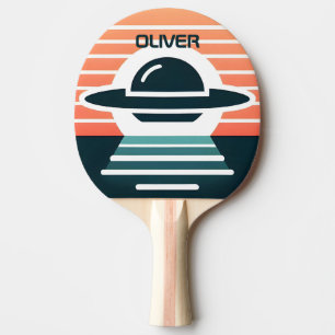 Raquete De Ping Pong Ilustração de OVNI Simples e Moderno ao Pôr do Sol