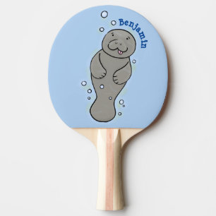 Raquete De Ping Pong Ilustração de um lindo peixe-boi bebê com bolhas