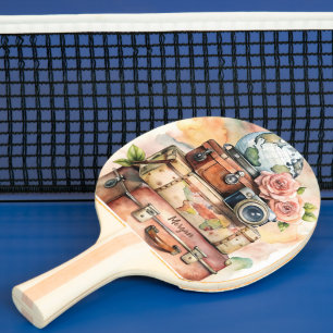 Raquete De Ping Pong Ilustração de Viagens vintage Personalizada
