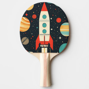 Raquete De Ping Pong Ilustração do Foguete de Espaço Retroativo