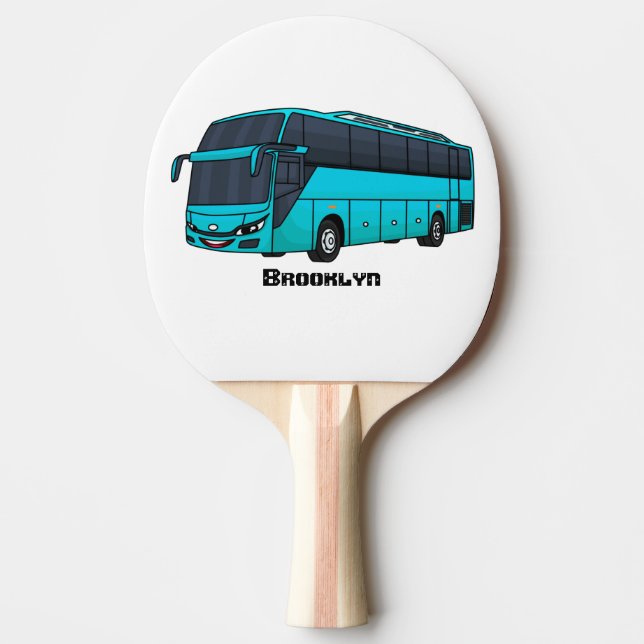 Raquete De Ping Pong Ilustração moderna do desenho animado do ônibus de (Frente)
