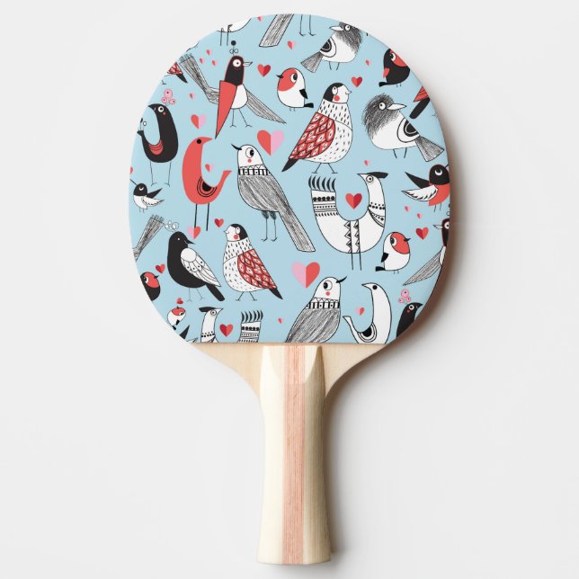 Raquete De Ping Pong Ilustrações engraçadas de pássaros, sem problemas  (Frente)