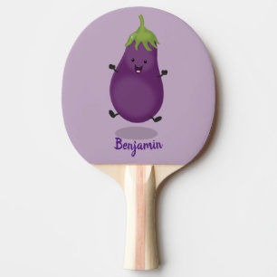 Raquete De Ping Pong Imagem de desenho animado de beringela doce e feli