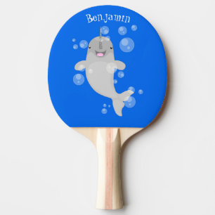 Raquete De Ping Pong Imagem de desenho animado de bolhas de narvais fel