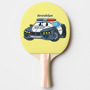 Raquete De Ping Pong Imagem de desenho animado de carro da polícia feli