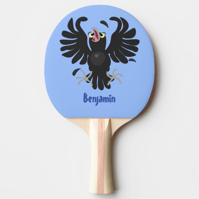 Raquete De Ping Pong Imagem de desenho animado de corvo maluco (Frente)