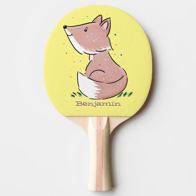 Raquete De Ping Pong Imagem de desenho animado de raposas de bebês (Frente)