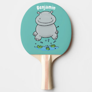 Raquete De Ping Pong Imagem de desenho animado de salto do hipopótamo