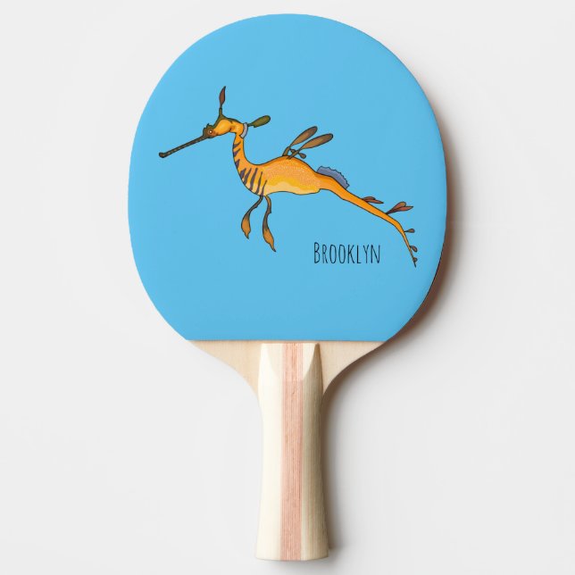 Raquete De Ping Pong Imagem de desenho animado de seadragão fraco (Frente)