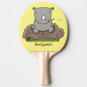 Raquete De Ping Pong Imagem de desenho animado do bebê rhino bonito