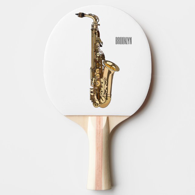 Raquete De Ping Pong Imagem de desenhos saxofônicos (Frente)