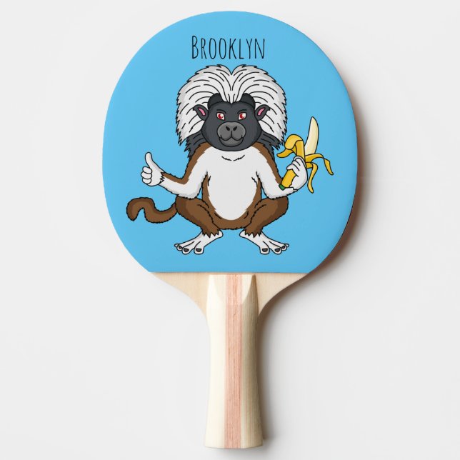 Raquete De Ping Pong Imagem do desenho do macaco Cotton Top Tamarin (Frente)