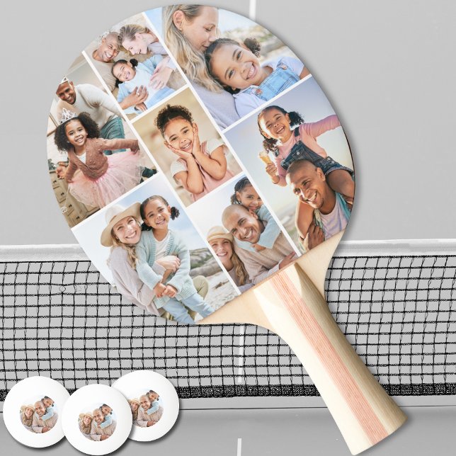 Raquete De Ping Pong Imagem Elegante Simples Colagem de Fotos (Photo Collage Simple Elegant Picture Ping Pong Paddle)