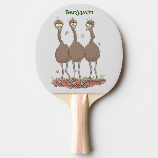 Raquete De Ping Pong Imagem engraçada do desenho animado emu australian (Frente)