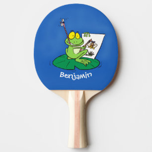 Raquete De Ping Pong Imagem engraçada e engraçada do desenho do sapo ve