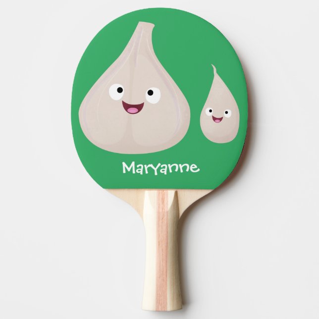Raquete De Ping Pong Imagem vegetal do desenho animado de alho cúprico (Frente)