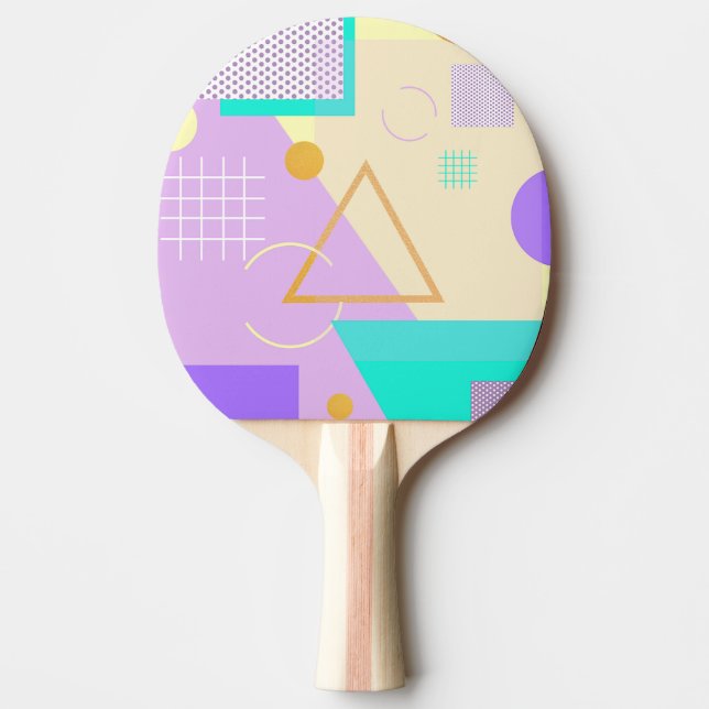 Raquete De Ping Pong Impressão amarelo geométrico (Frente)