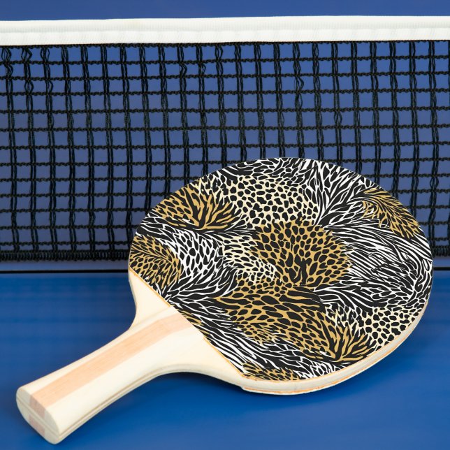 Raquete De Ping Pong Impressão animal mista Zebra Leopard Tiger Mistura (Insitu)