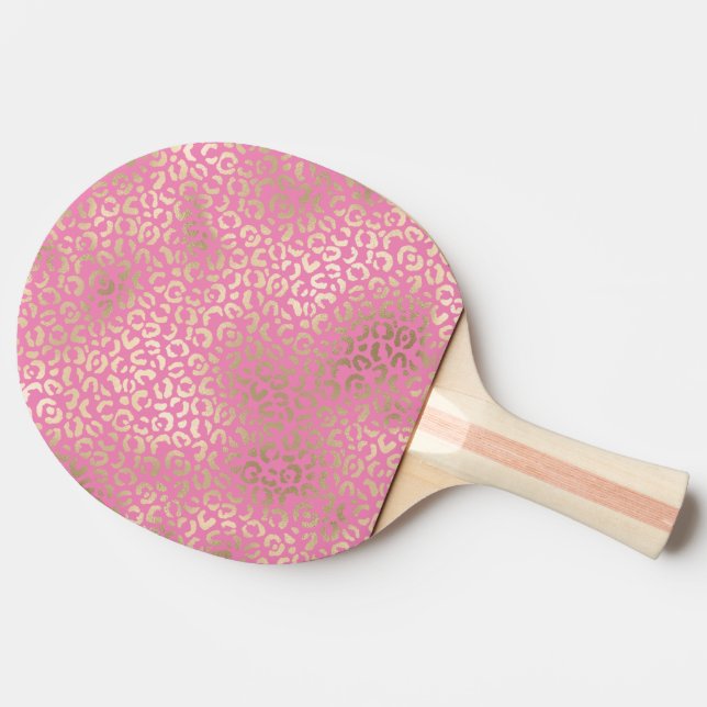 Raquete De Ping Pong Impressão de Glam Leopard, Dourada Rosa (Lateral)