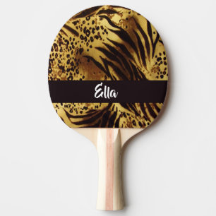 Raquete De Ping Pong Impressão de pele do tigre de nome personalizado