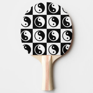 Raquete De Ping Pong Impressão do bloco Zen Yin-yang, branco preto, mar
