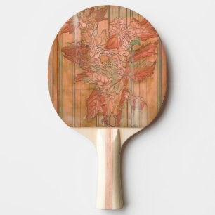 Raquete De Ping Pong Impressão Floral Laranja Moderno em Fundo Retirad