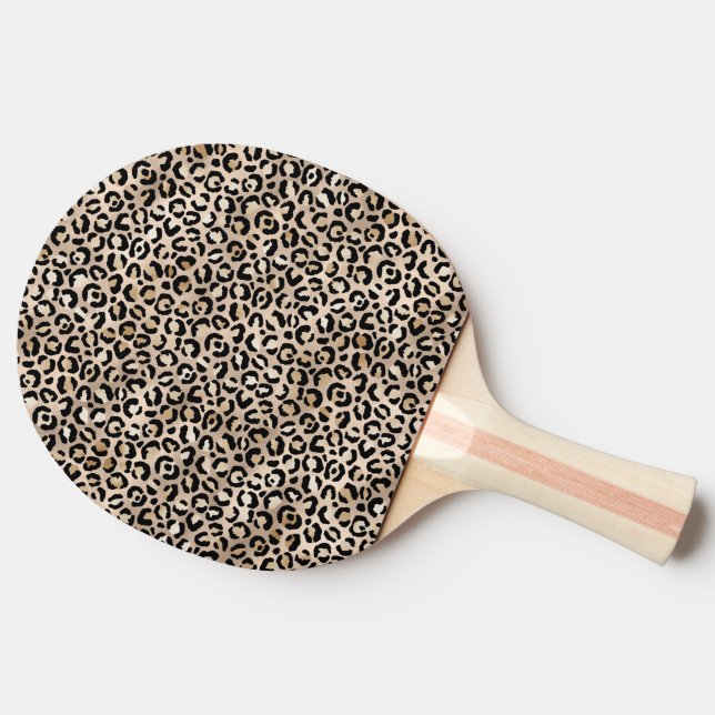 Raquete De Ping Pong Impressão Leopardo Dourada Glam (Lateral)