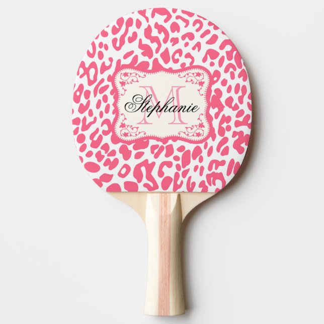 Raquete De Ping Pong Impressão Leopardo Rosa (Frente)