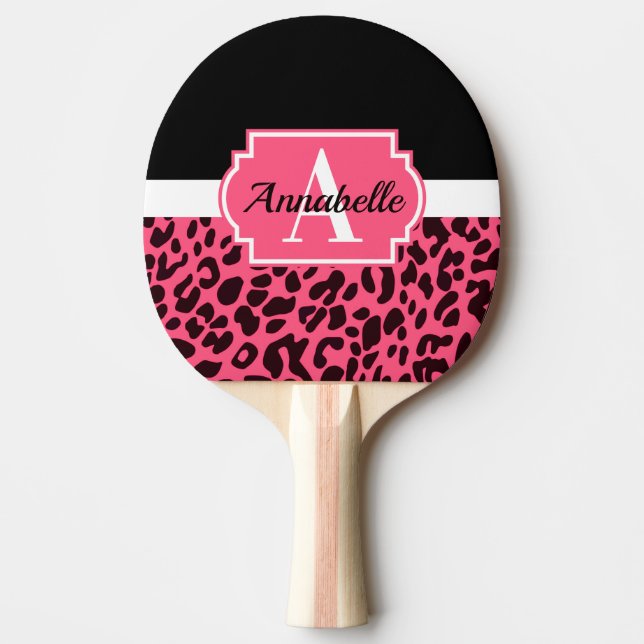 Raquete De Ping Pong Impressão Leopardo Rosa (Frente)