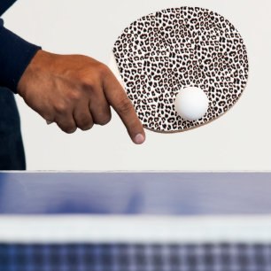 Raquete De Ping Pong Impressão Preta Castanho e Leopardo Branco