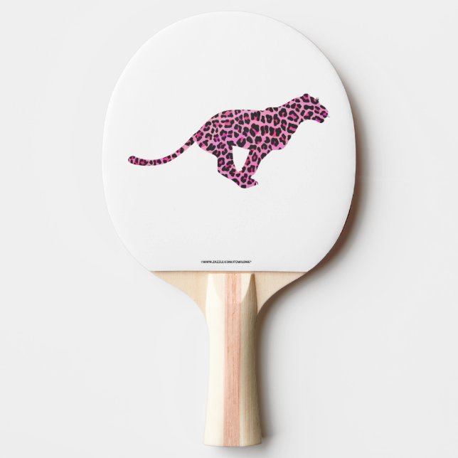 Raquete De Ping Pong Impressão preto-leopardo e rosa-quente (Frente)