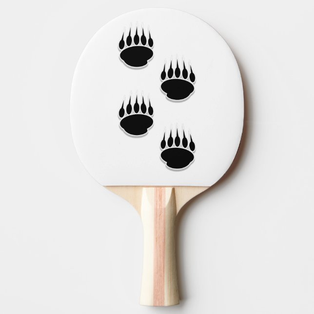 Raquete De Ping Pong Impressões de pata de urso preto (Frente)