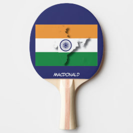 Raquete De Ping Pong INDIA FLAG & MAP Personalizado AZUL