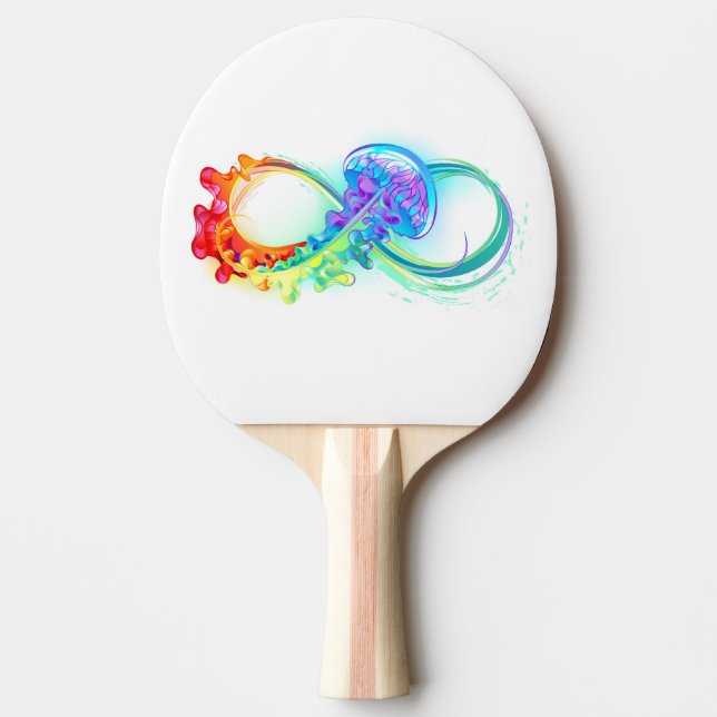 Raquete De Ping Pong Infinidade com água-vivas do Arco-Íris (Frente)
