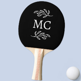 Raquete De Ping Pong Iniciais de Monograma Personalizadas Folha Botânic
