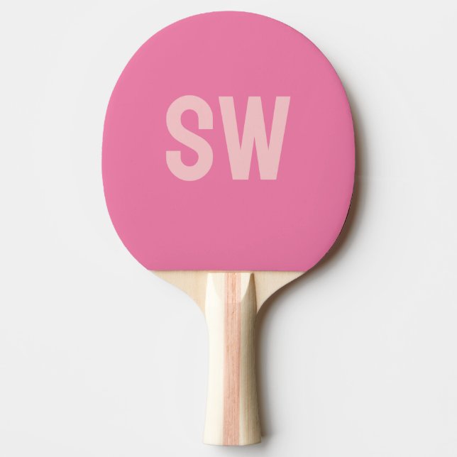Raquete De Ping Pong Iniciais de Monograma Rosa Moderno (Frente)