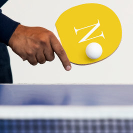 Raquete De Ping Pong inicial monograma moderno amarelo e branco