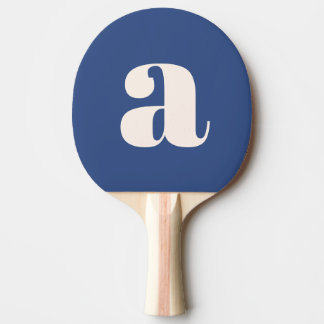 Raquete De Ping Pong Inicial Monograma Simples Moderno Azul Ousado Retr